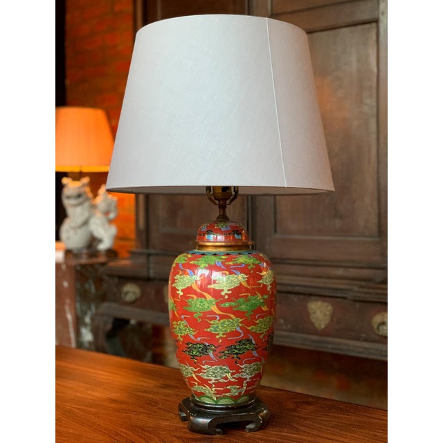 Chinese Mid-20th Century Chinese Cloisonné Table Lamp For Sale - Image 3 of 15