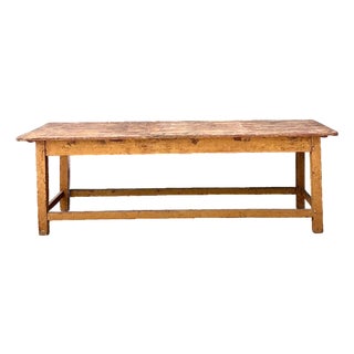Vintage Belgian Monumental Rustic Wood Farm Table For Sale