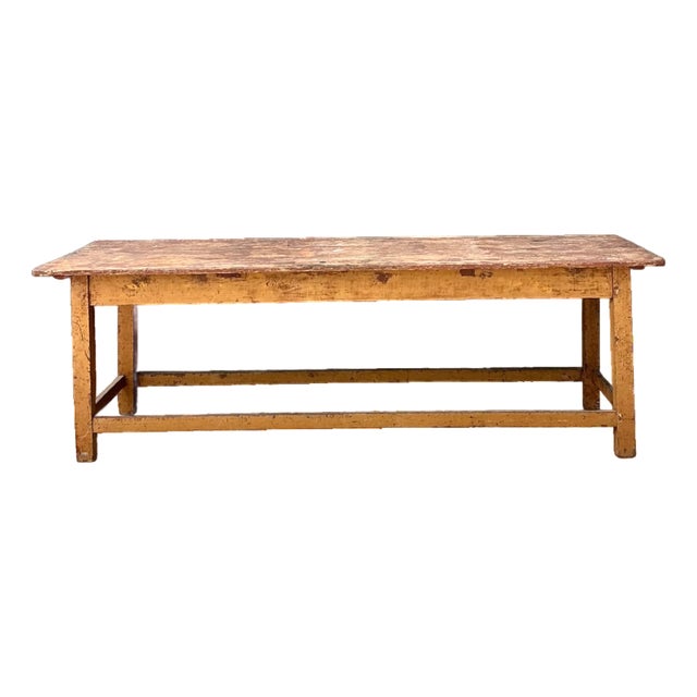 Vintage Belgian Monumental Rustic Wood Farm Table For Sale