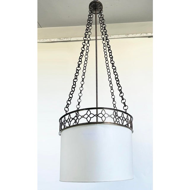 Early 21st Century Oval Thomas Pheasant Baker Chandelier, Bronze Chain, Canopy, Italy, 52" to 70"h For Sale - Image 5 of 18