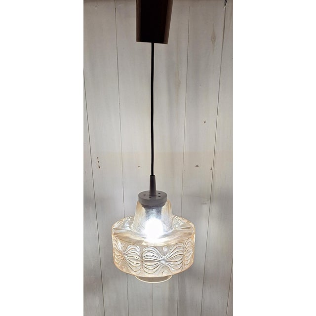 Vintage Ceiling Lamp with Tinted Relief Glass Shade from Th-Leuchten, 1970s For Sale - Image 3 of 8