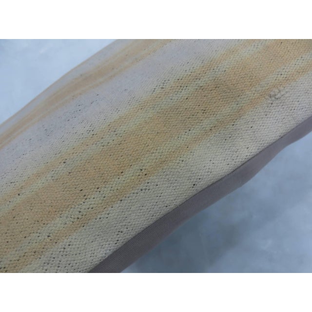 Contemporary Ivory Yellow Indian Dhurrie Pillow For Sale - Image 3 of 5