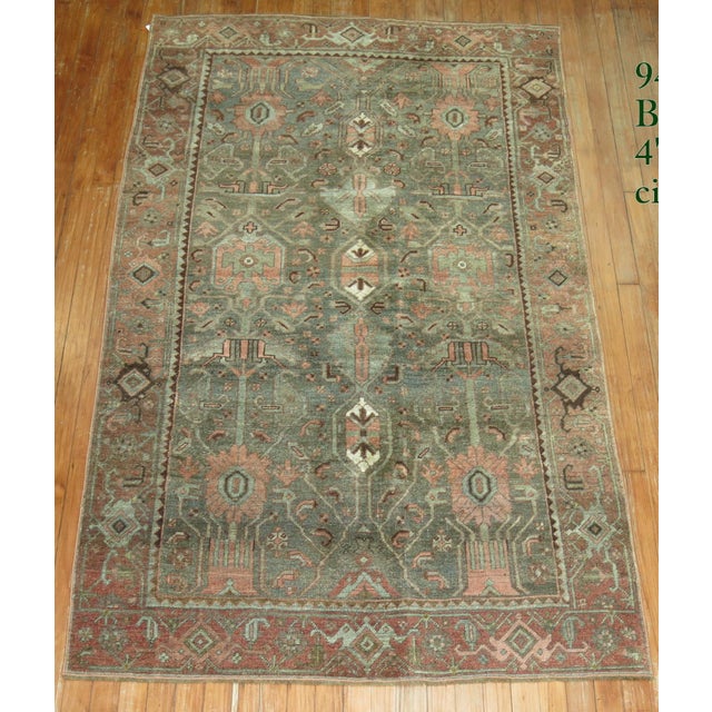 Textile Early 20th Century Green Persian Tribal Bidjar Rug For Sale - Image 7 of 18
