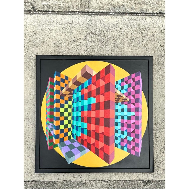 Vintage Postmodern Original Oil Painting on Canvas For Sale - Image 10 of 12