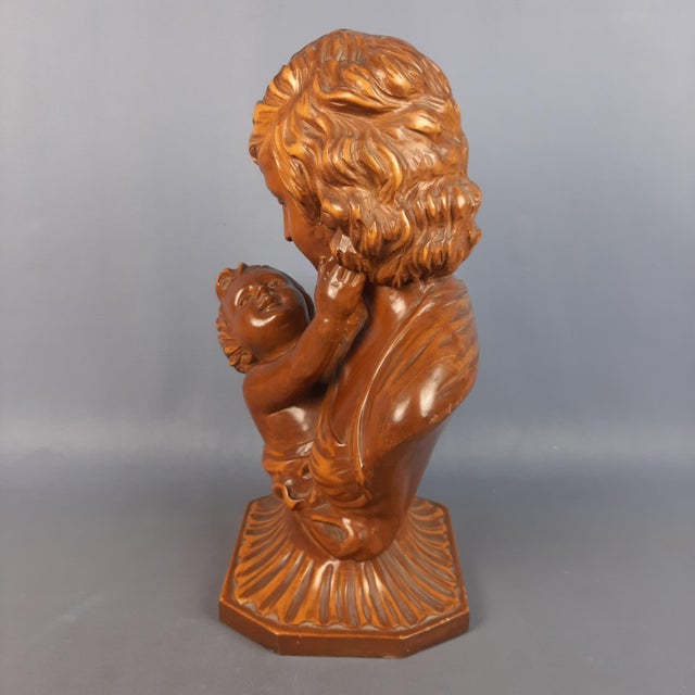 Carved Wooden Sculpture of Mother with Child, Italy, 1960s For Sale - Image 6 of 16