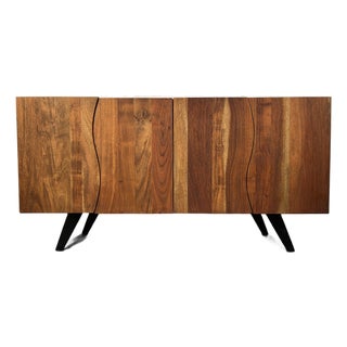 Late 20th Century Organic Modern Mahogany Credenza With S-Shaped Live-Edge Doors For Sale