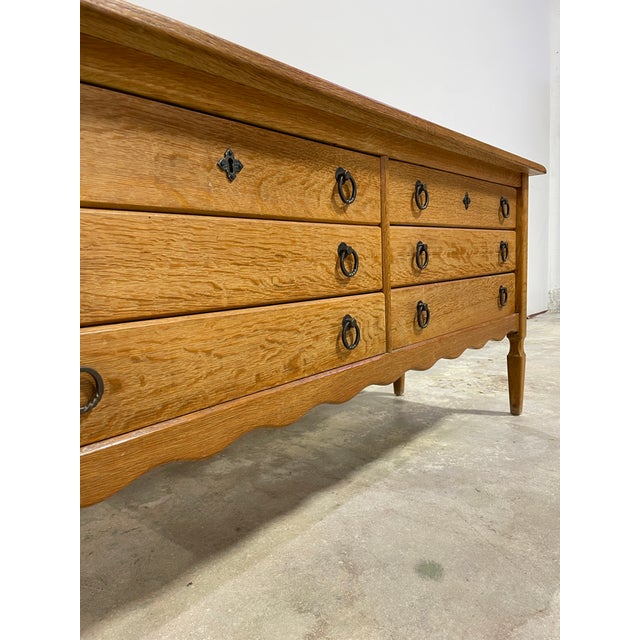 1970s Danish Scandinavian Oak Rustic Dresser Henning Kjaernulf Attrib For Sale - Image 5 of 9