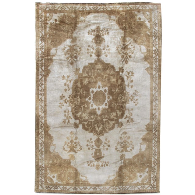 Brown Vintage Turkish Oushak Rug 6'1 X 10'5 For Sale - Image 8 of 8