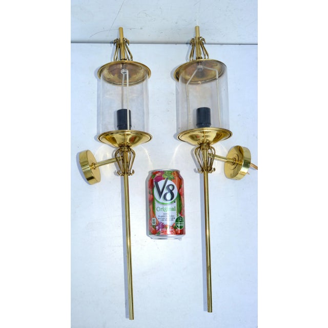 Pair of Maison Lunel Brass & Glass Sconces, Wall Lamp French Mid-Century Modern For Sale - Image 11 of 13