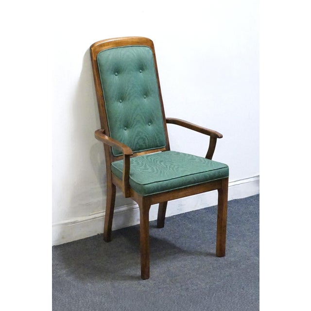 Burlington House Solid Birch Mid Century Transitional Upholstered Dining Arm Chair For Sale - Image 4 of 10