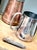 English Vintage Copper Mug & Silverplate Tankard Set – Copper Fire Patina-Tavern For Sale - Image 3 of 10