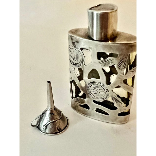 19th Century 19th Century Sterling Silver Filigree Bottle with Sterling Perfume Funnel For Sale - Image 5 of 10