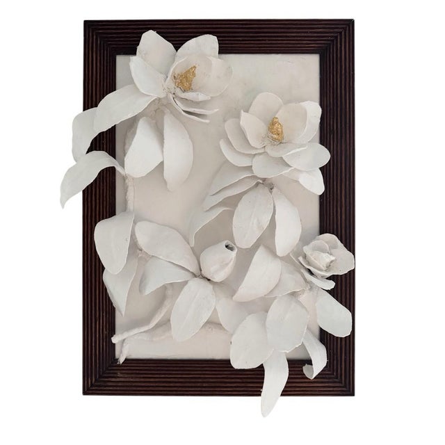 Large Southern Magnolia Branches, Papier-Mâché and Plaster Sculpture For Sale