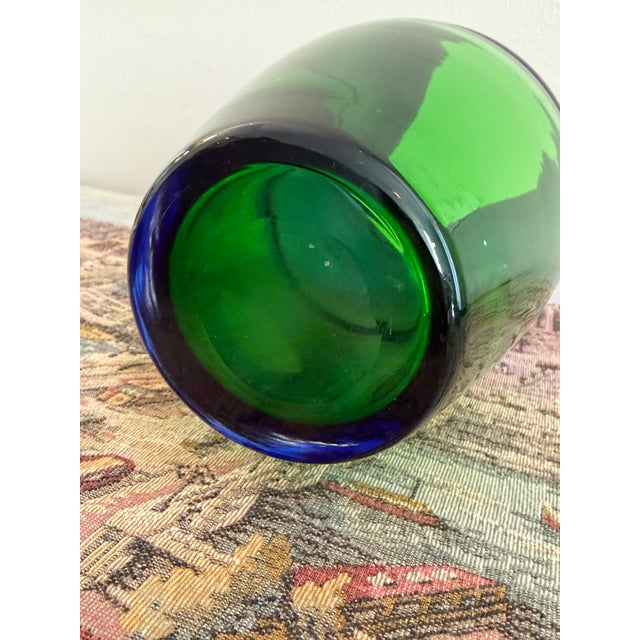 Mid-Century Modern 1980s Michael Scheiner for Dansk Postmodern Cobalt Blue & Green Art Glass Vase For Sale - Image 3 of 7