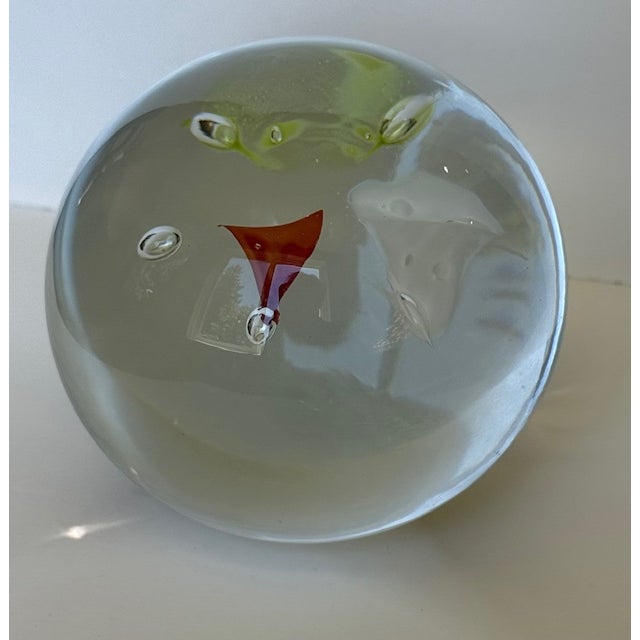 Gorgeous post-modern art glass paperweight / sculpture by Svoboda Karlov circa 1980s. Great period design with floating...