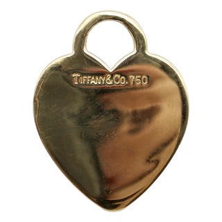 Vintage 18k Gold Blank Tiffany & Co. Heart Tag Charm For Sale