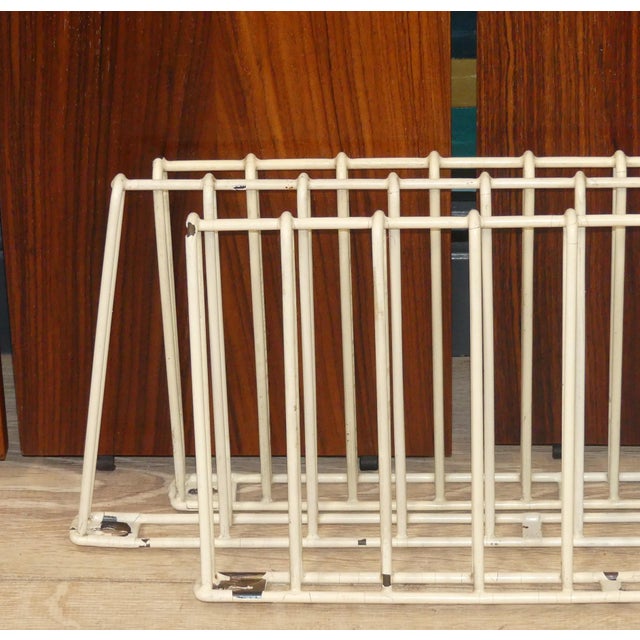 Mid-Century Modern String Shelf with Illuminated Covers in Dark Wood Veneer and White Ladders from Musterring International, 1960s For Sale - Image 11 of 16