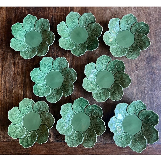 Ceramic Bordallo Pinheiro Geranium Bowls, Portugese- Set of 8 For Sale - Image 7 of 13