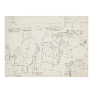 On the Beach - Original Pencil on Paper - 20th Century 20th Century For Sale