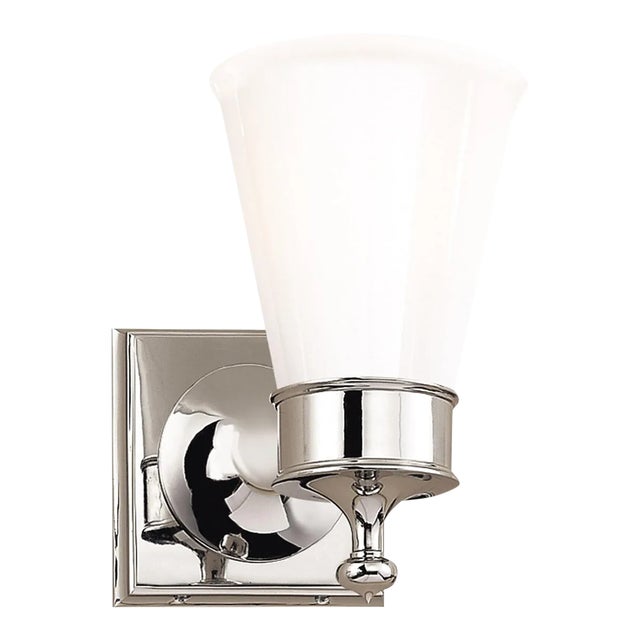 Visual Comfort Signature Siena Single Sconce in Polished Nickel with White Glass For Sale