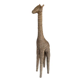 Ebanista Tall Woven Giraffe Sculpture. For Sale