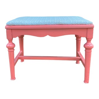 Antique Pink Lacquered Piano Bench For Sale