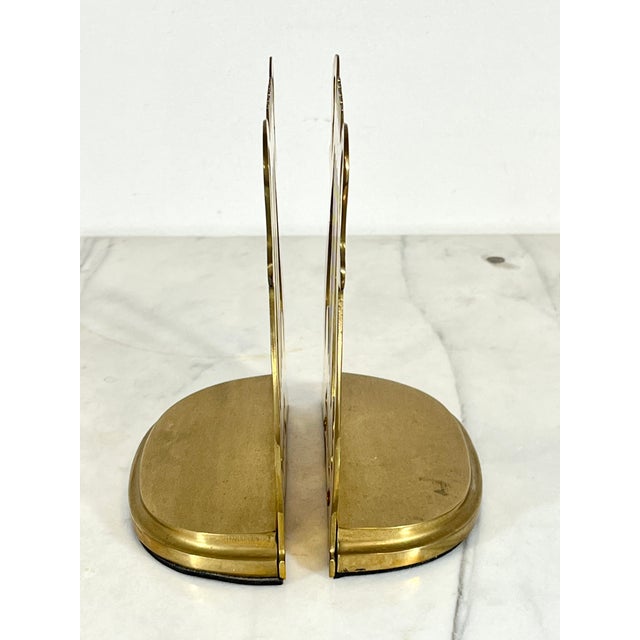 Mid 20th Century Pair of Vintage Brass Musical Harp Bookends For Sale - Image 5 of 7