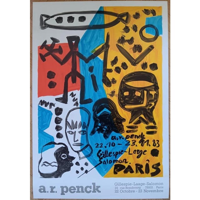 AR Penck (1939-2017) Original exhibition poster - 1983 Gillespie-Laage-Salomon Gallery - Paris Signed in the plate...