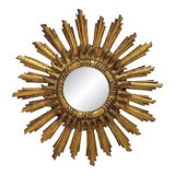 Large Spanish Gilt Sunburst or Starburst Mirror (Diameter 29 1/4) For Sale