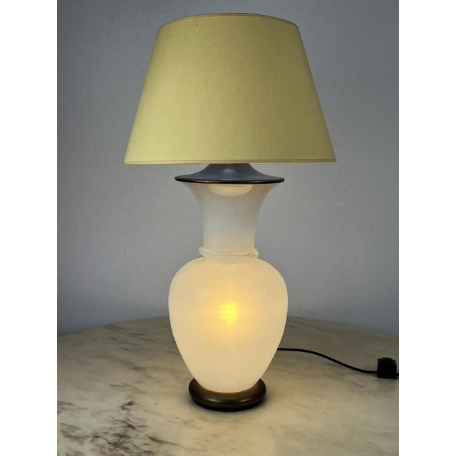 Ivory Murano Glass Table Lamps by F. Fabbian, 1970s, Set of 3 For Sale - Image 8 of 14