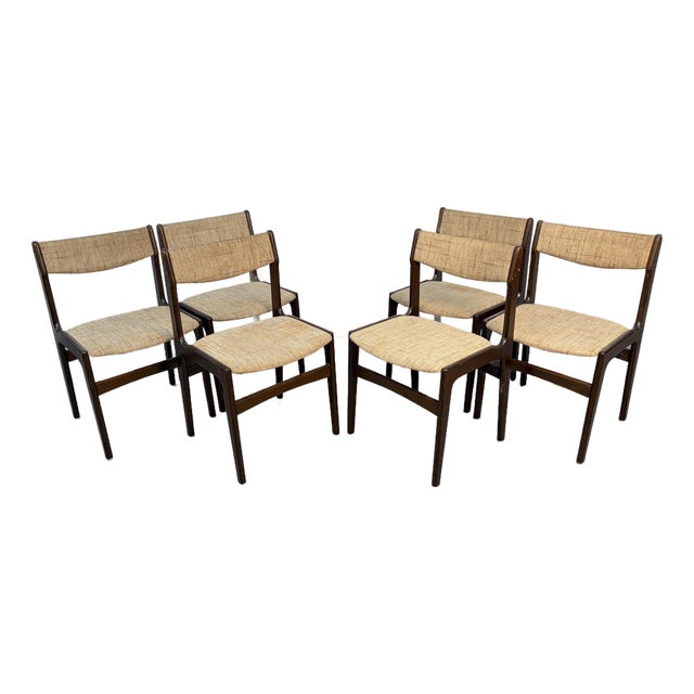 Set of Six Mid-Century Modern Danish Dining Chairs Attributed to Erik Buch For Sale