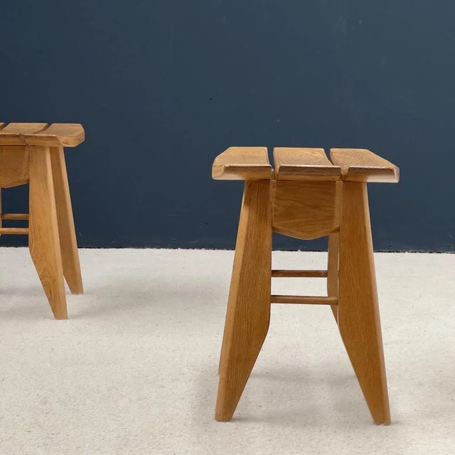 Set of Stools attributed to Guillerme and Chambron for Votre Maison, 1950s For Sale - Image 6 of 9