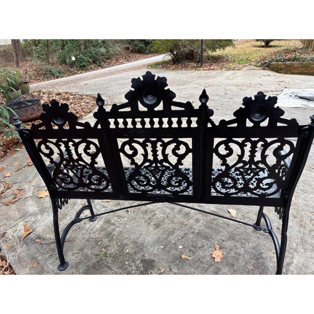 Late 19th Century Gothic Iron Garden Bench, Restored For Sale - Image 9 of 12