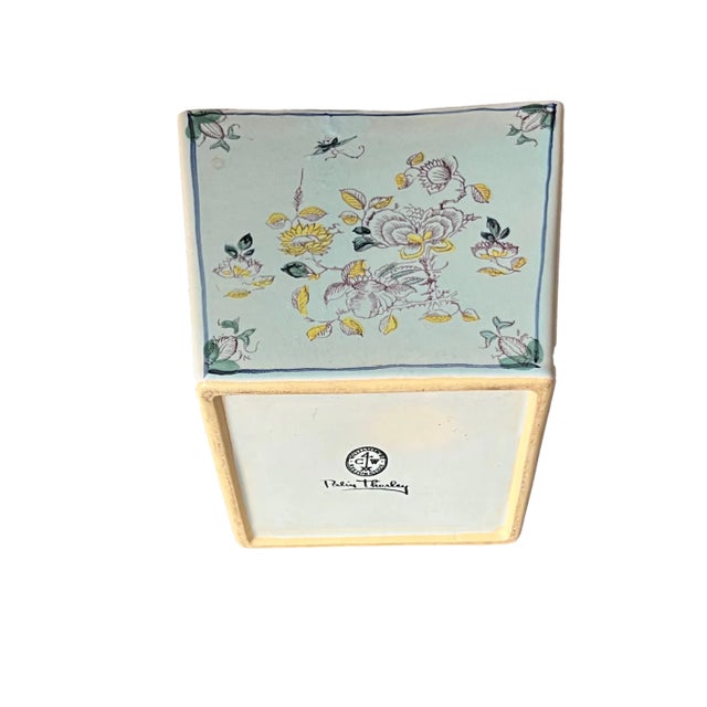 This is a rare Palin Thorely Delft Flower brick vase from the restoration in Williamsburg Va.. Vintage - 1940s