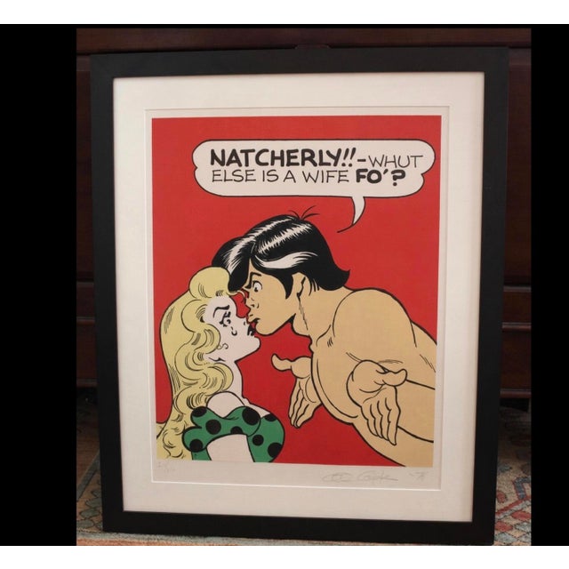 Modern 1970s Large Al Capp Li'l Abner Daisy Mae Signed & Numbered Silk Screen Print, Framed For Sale - Image 3 of 9