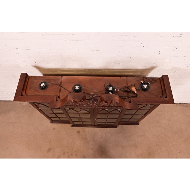 Georgian Carved Mahogany Lighted Bookcase or Display Cabinet by Craftique For Sale - Image 11 of 15