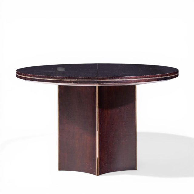 Barbara Barry for McGuire Mahogany and Brass Expanding Dining Table With 2 Leaves For Sale In Chicago - Image 6 of 14