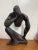 Vintage abstract “thinking man” sculpture with a modernist, minimalist form and dark black/brown finish. Displays well as...