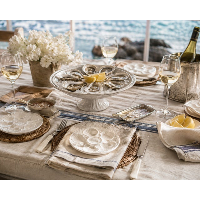 Vintage French White Oyster Plates, Set of 6 For Sale In Los Angeles - Image 6 of 6