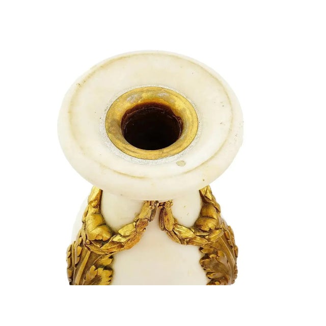 Metal Antique French White Marble and Gilt Bronze Cassolettes - a Pair For Sale - Image 7 of 7