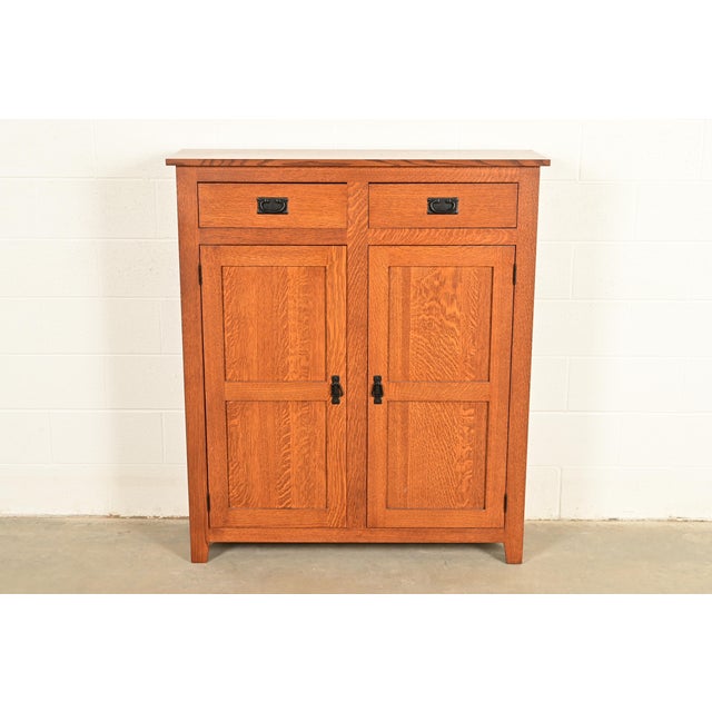 A beautiful Mission or Arts & Crafts bookcase, cupboard, or bar cabinet In the manner of L. & J.G. Stickley USA, Circa...