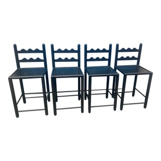Solid Oak Country French Bar Stools-4 For Sale