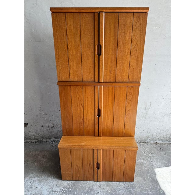 Tall Danish Teak Cabinet with Integrated Handles, 1970s For Sale - Image 8 of 8