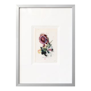 Nodding Thistle - Framed Original Botanical Mixed Media Painting on Antique Book Page by Lee Herring For Sale