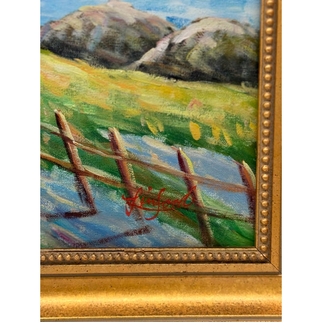 1980s Framed Impressionist Coastal Village Landscape Painting For Sale In Nashville - Image 6 of 11