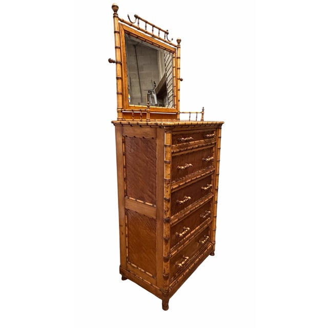 Late 19th Century Rj Horner Aesthetic Movement Faux Bamboo Tall Lock Side Dresser, Attributed For Sale - Image 4 of 12