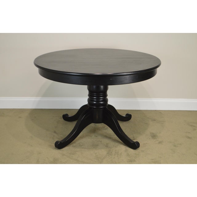 Crate & Barrel Black Round Pedestal Dining Table W/ Leaf Chairish
