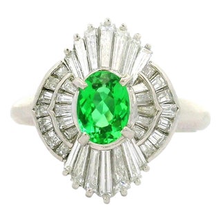 0.72 Carat Brazilian Green Paraiba Diamond Platinum Halo Ring, Gia Certified, Size 8.75 For Sale