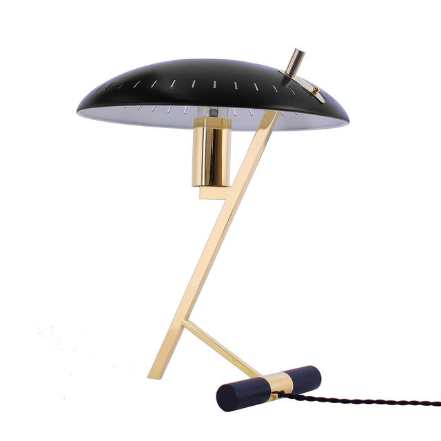 Brass and Black Decora Z Table Lamp by Louis Kalff for Philips, 1950s For Sale - Image 17 of 17
