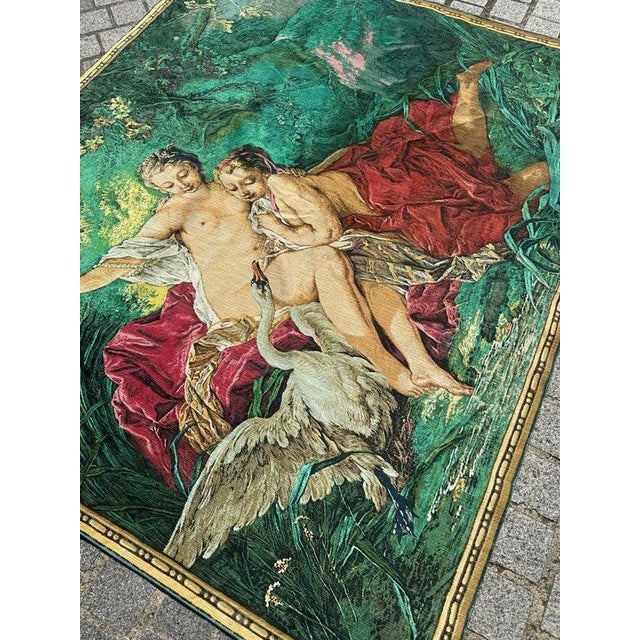 French Screen-Printed Tapestry with Leda and the Swan Motif in the style of Aubusson, 1970s For Sale - Image 17 of 18